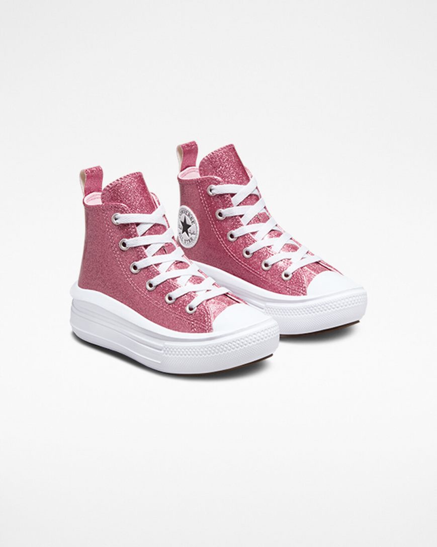 Pantofi Platforma Fete Converse Chuck Taylor All Star Move Glitter Inalti Roz Violet Albi | RO T0ESV209